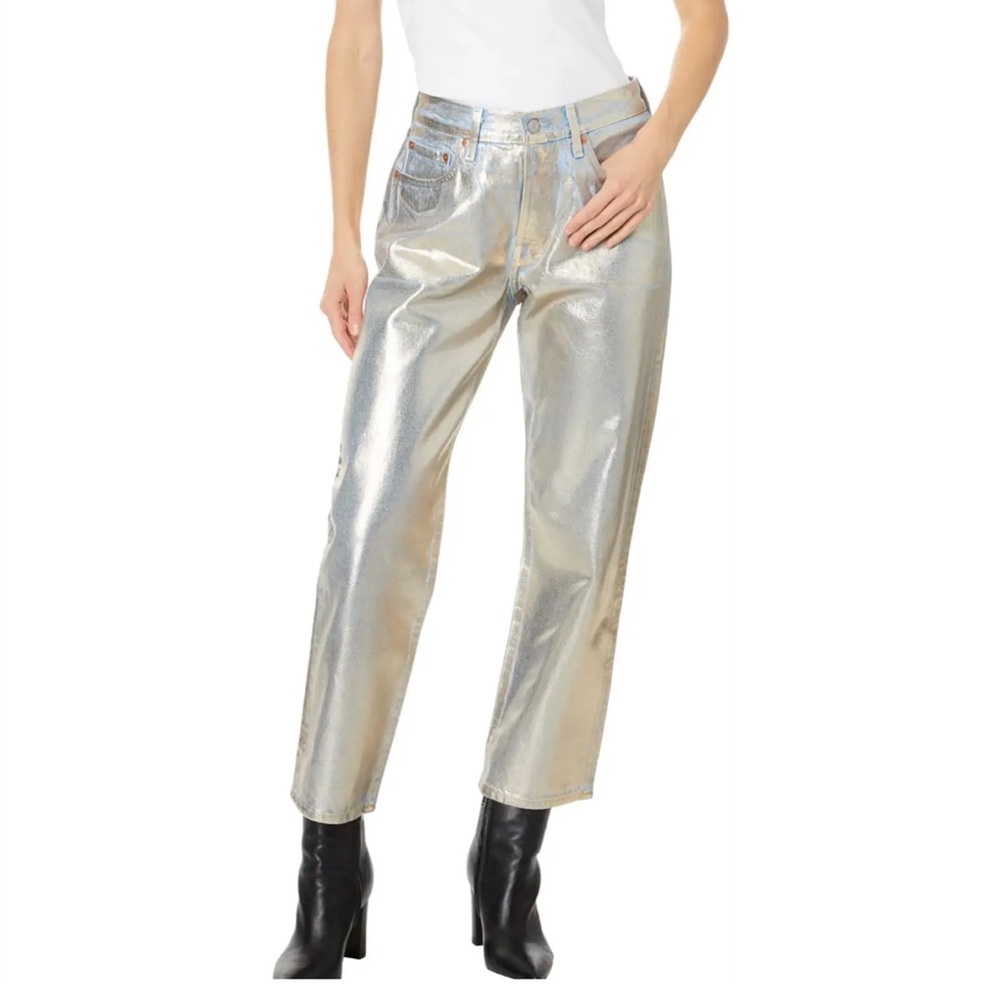 Levi's Premium 501 Metallic Silver Women's Ankle Jeans - size 26 x 27